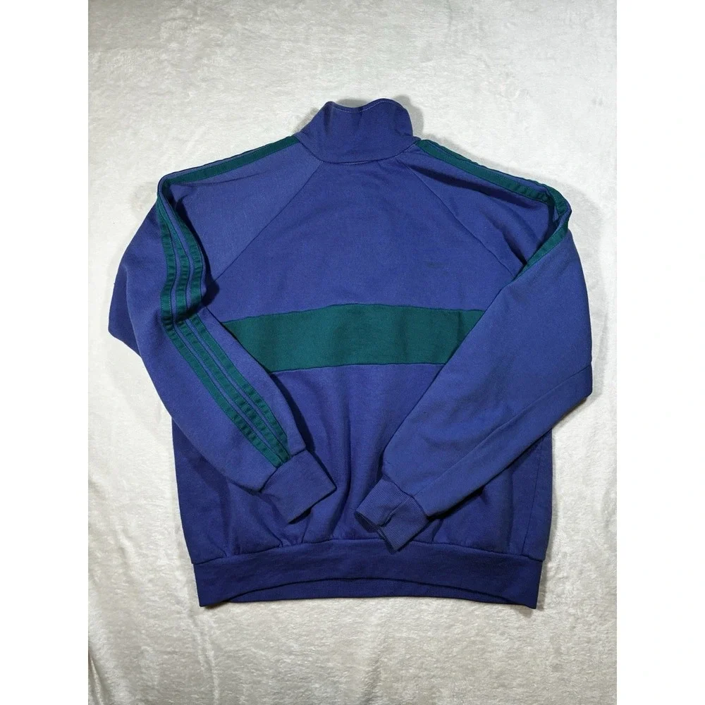 Vintage Made In USA Adidas Size XL Trefoil 3 Stripe Crewneck Pullover 1/4 Zip